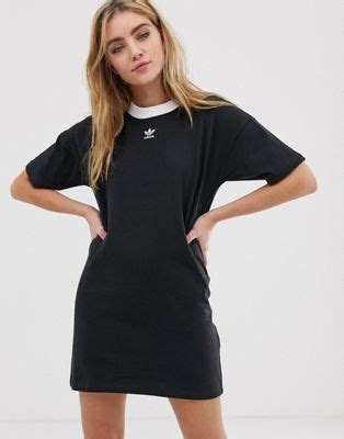 adidas Originals – Schwarzes Kleid mit Kleeblattlogo 